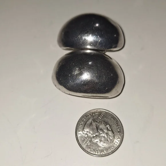 Large Sterling Silver Clip on Earrings - Picture 7 of 11